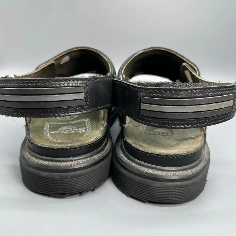 Dr. Martens Vintage Mens Size 12 Black Shoe Leather Sandal Hook and Loop Slip On